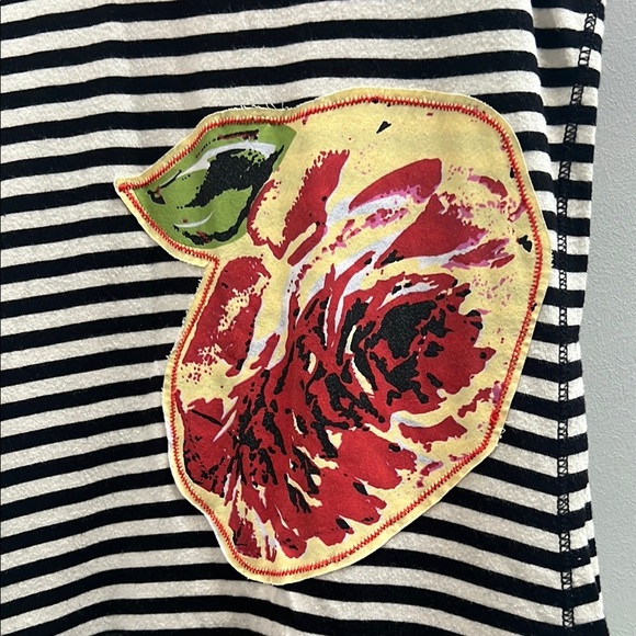 Eliana et Lena Black and White Striped Dress with Vibrant Floral Skirt - Picture 3 of 5